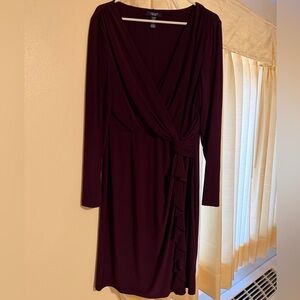 Chaps Deep Burgundy Long Sleeve Dress XL